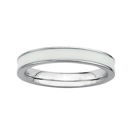 Personally Stackable Sterling Silver White Enamel Stackable Ring