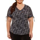 Xersion Split Tie Sleeve Scoop Neck T-shirt-womens Plus