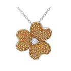 Lab-created Yellow And White Sapphire Heart-shaped Flower Pendant Necklace