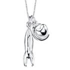Sterling Silver Moon With Heart Rocketship Pendant