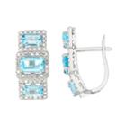 Genuine Swiss Blue Topaz And 5/8 C.t. T.w.diamond 10k White Gold Earrings