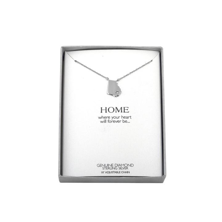 Diamond Accent Sterling Silver Georgia Pendant Necklace