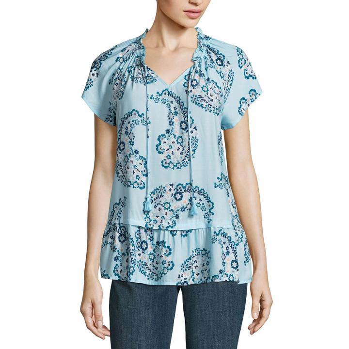 St. John's Bay Short Sleeve Peplum Top