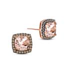 Cushion Pink Morganite 10k Gold Stud Earrings