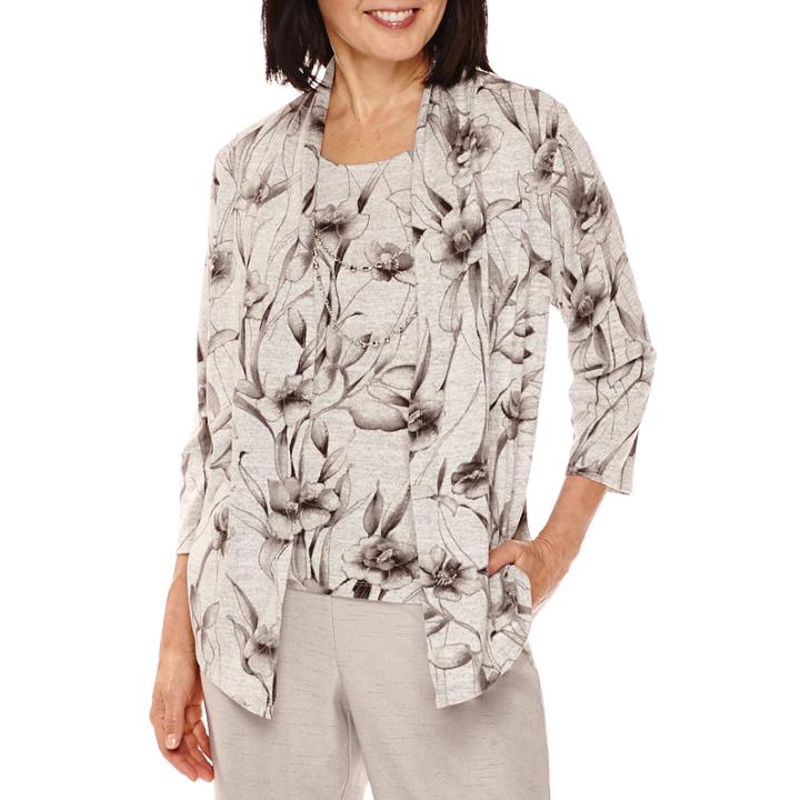 Alfred Dunner Veneto Valley 3/4-sleeve Floral Layered Top