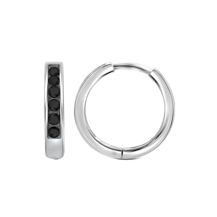 1/4 Ct. T.w. Color-enhanced Black Diamond Sterling Silver Hoop Earrings