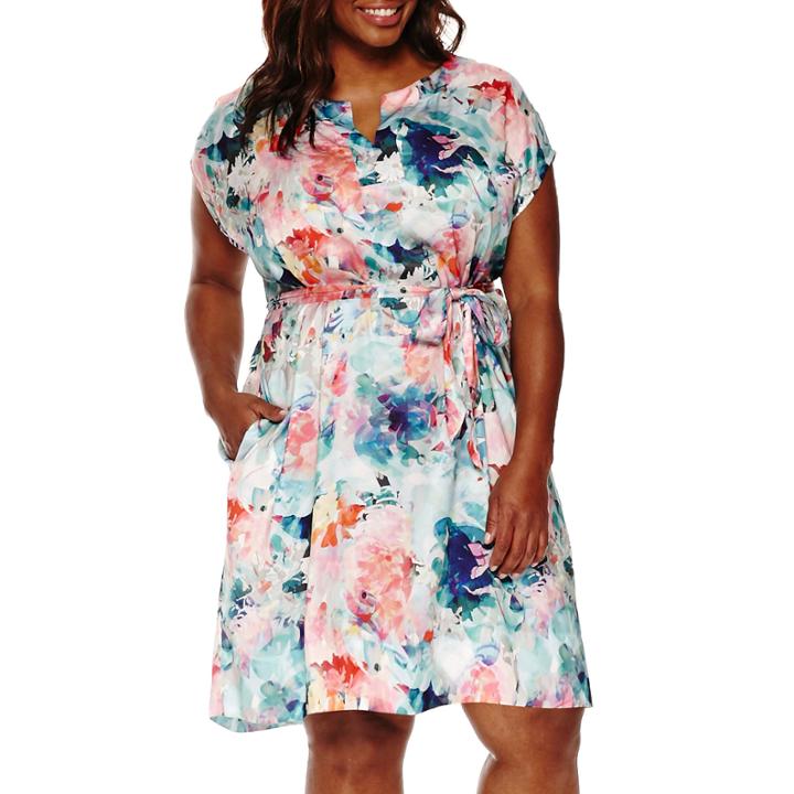 Liz Claiborne Short-sleeve Floral Caftan Dress - Plus