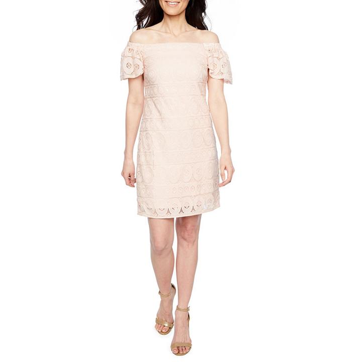Robbie Bee Short Sleeve Circles A-line Dress-petites
