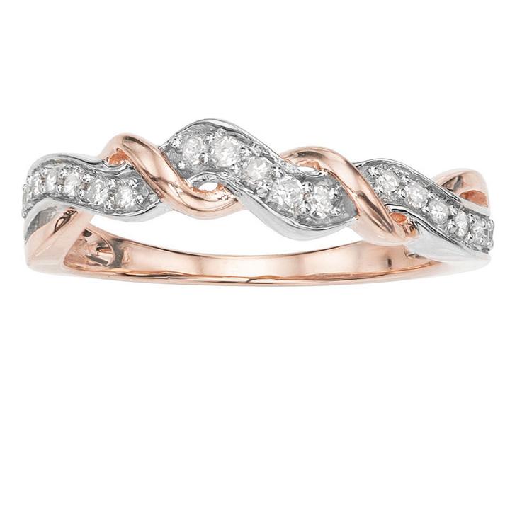 Womens 1/5 Ct. T.w. Genuine Diamond White 10k Gold Cocktail Ring