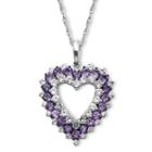 Genuine Amethyst & Lab-created White Sapphire Sterling Silver Heart Pendant Necklace