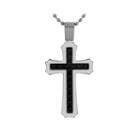 Mens Carbon Fiber Stainless Steel Cross Pendant