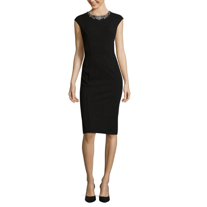 Ronni Nicole Beaded Neck Sheath Dress