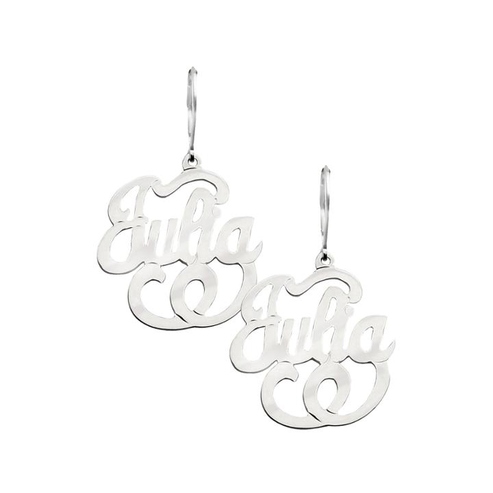 Personalized Sterling Silver Swirl Name Earrings