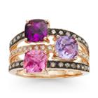 Limited Quantities Levian Grand Sample Sale Chocolatier Genuine Pink Tourmaline, Rhodolite And Amethyst Rose Gold Ring
