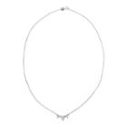 Genuine White Topaz Heart-shaped 3-stone Sterling Silver Necklace