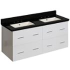 47.5-in. W Wall Mount White Vanity Set For 3h8-in. Drilling Black Galaxy Top Biscuit Um Sink