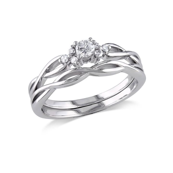 Womens 1/6 Ct. T.w. White Diamond 10k Gold Bridal Set