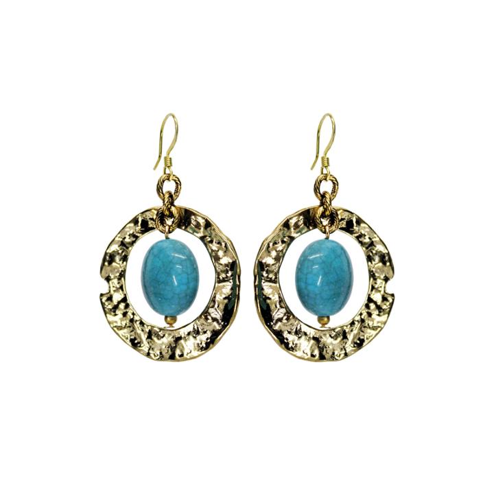 Aris By Treska Blue And Gold-tone Ring Earrings