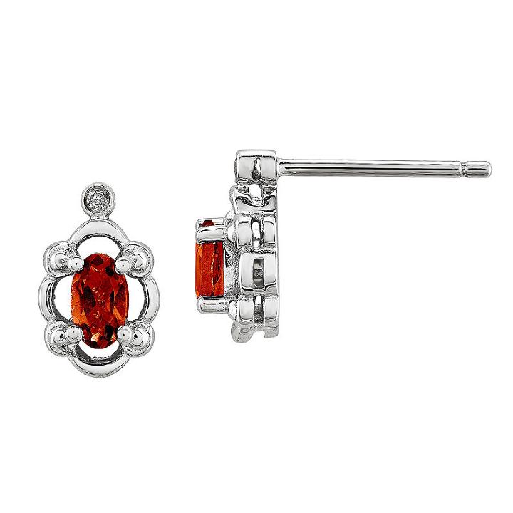 Diamond Accent Genuine Red Garnet 10mm Stud Earrings