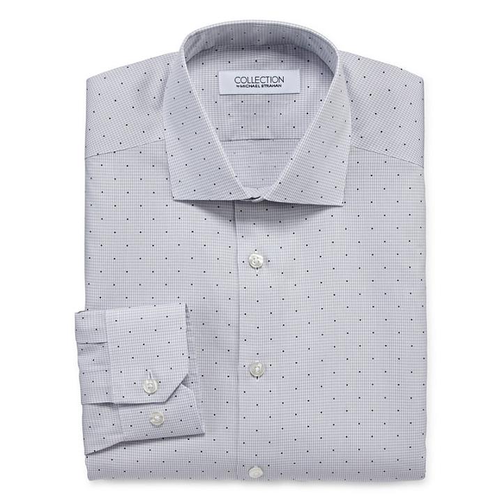 Collection By Michael Strahan Wrinkle Free Cotton Stretch Big And Tall Long Sleeve Woven Checked Dress Shirt