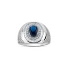 Mens Lab Created Oval Blue Sapphire