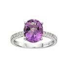 Genuine Amethyst And Lab-created Sapphire Sterling Silver Ring