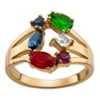 Personalized Womens Multi Color Crystal 18k Gold Over Brass Cocktail Ring