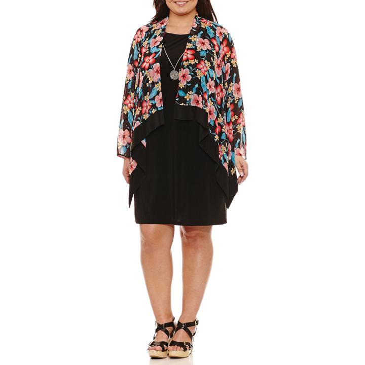 Tiana B Long Sleeve Jacket Dress-plus