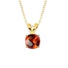 Lab-created Checkerboard Cut Padparascha Sapphire 10k Yellow Gold Pendant Necklace