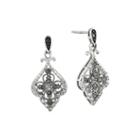 1/4 Ct. T.w. White And Color-enhanced Black Diamond Sterling Silver Filigree Drop Earrings