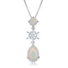 Enchanted By Disney Lab Created Opal & Diamond Accent Frozen Pendant Necklace In Sterling Silver
