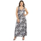 24seven Comfort Apparel Magda Grey Floral Maxi Dress - Plus