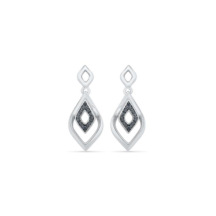 Diamond Accent Black Diamond Sterling Silver Drop Earrings