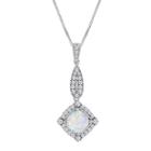 Lab-created Opal And White Sapphire Sterling Silver Pendant Necklace