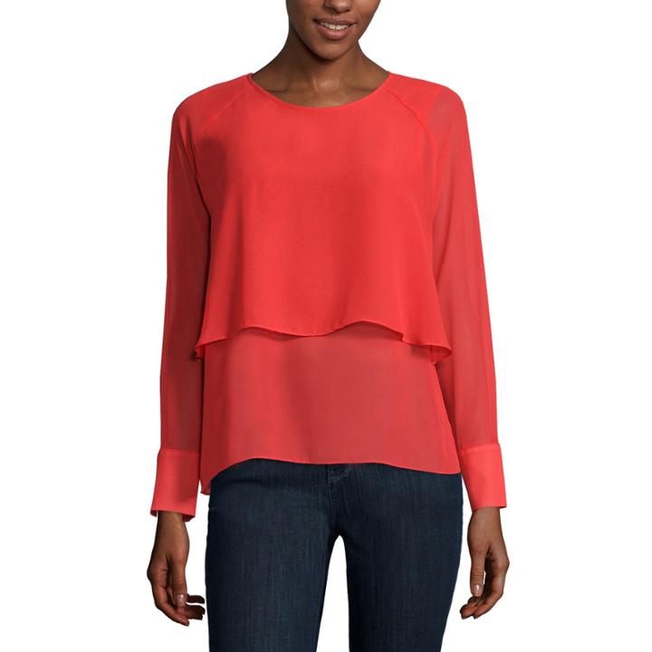 Belle + Sky&trade; Long-sleeve Cape Blouse