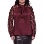Worthington Long-sleeve Lace Woven Blouse - Plus