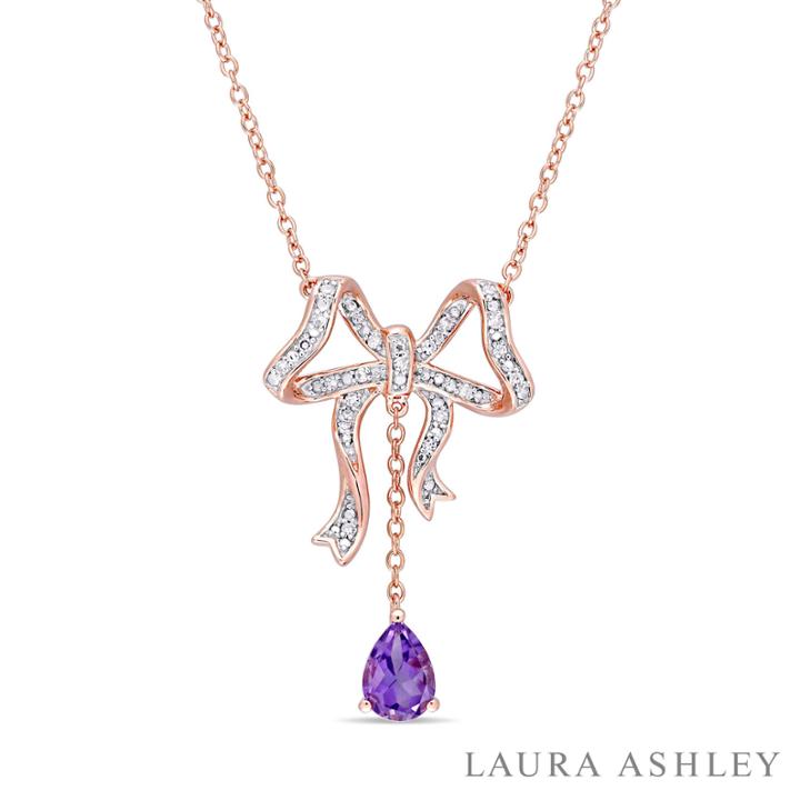 Laura Ashley Purple Amethyst Pear 18k Gold Over Silver Pendant
