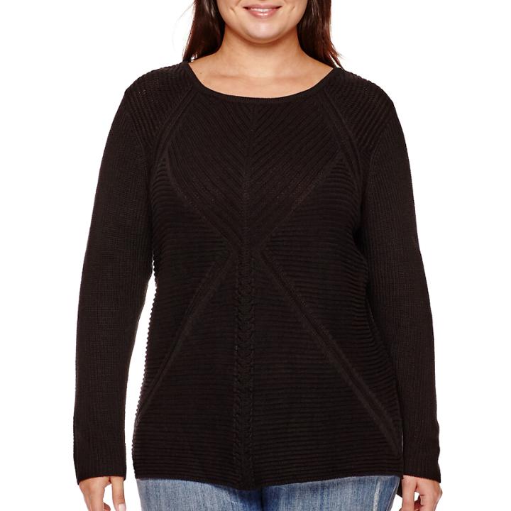 A.n.a Long-sleeve Criss-cross Sweater - Plus