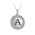 Personalized 10k White Gold Initial Disc Pendant Necklace