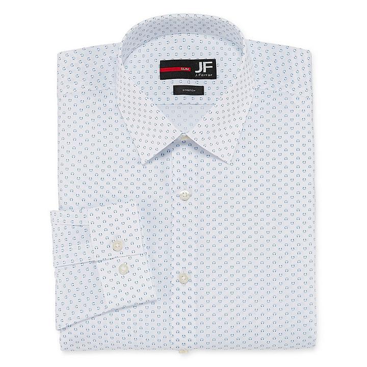 Jf J.ferrar Easy-care Stretch Long Sleeve Broadcloth Floral Dress Shirt - Big And Tall