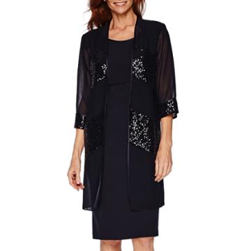 Maya Brooke Sequin Jacket Dress