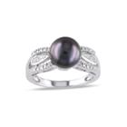 Genuine Black Tahitian Pearl & Diamond Accent Sterling Silver Ring