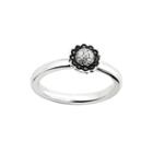 Personally Stackable 1/7 Ct. T.w. White And Color-enhanced Black Diamond Flower Ring