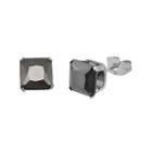 Black Cubic Zirconia 8mm Stainless Steel Square Stud Earrings