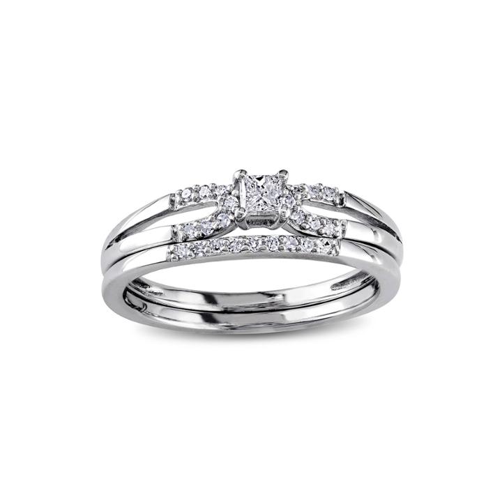 1/5 Ct. T.w. Diamond Sterling Silver Bridal Ring Set