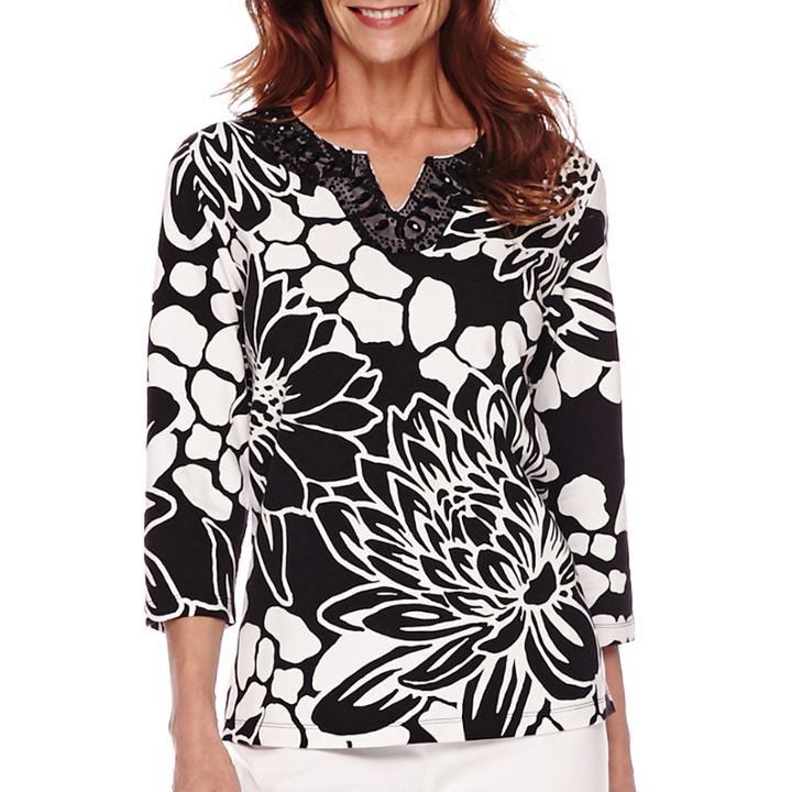 Alfred Dunner Sao Paolo 3/4-sleeve Floral Print Top