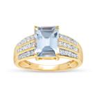 18k Gold Over Silver Blue And White Genuine Topaz Ring Featuring Swarovski Genuine Gemstones