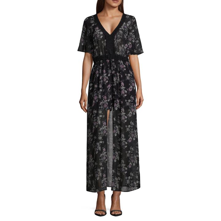 My Michelle Long Sleeve Floral Maxi Dress-juniors