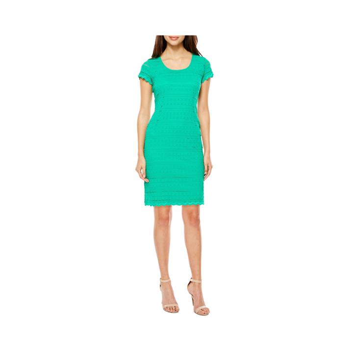Ronni Nicole Short Sleeve Lace Pattern Shift Dress