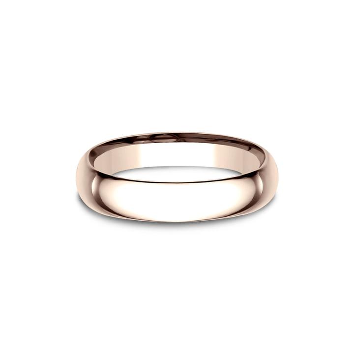Mens 14k Rose Gold 4.5mm Low Dome Comfort-fit Wedding Band